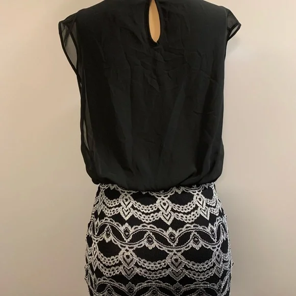 Women junior silver black high- low Bodycon mermaid maxi dress size (M) - Picture 7 of 11